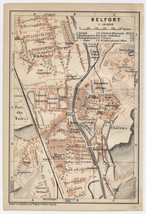 1919 Antique City Map Of Belfort / FRANCHE-COMTE / France - £17.13 GBP