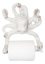 Nautical Marine Sea Octopus Distressed Antique White Wall Toilet Paper H... - $39.99
