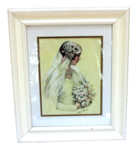 Signed 1920s Victorian Wedding Bride Framed Matted Canvas Print 18&quot; X 15&quot; - £19.91 GBP