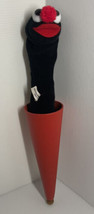 Vintage Aviva zmade in Tawain stick em up stick puppet Black Red 18 inches - $18.69
