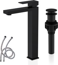 Kenes Matte Black Single-Handle Tall Vessel Sink Faucet With Pop-Up Sink... - $98.95