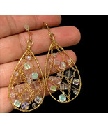 Gold Tone Tear Drop Dream Catcher an crystal net  Earrings - $23.97 CAD