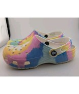 Crocs Women&#39;s Size 6 Tie Dye Pastel Rainbow Rubber Shoes Clogs - $17.41