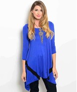 Dramatic Royal Blue Black Elegant Long Jrs Party Cruise Tunic Top S M or L - $34.10 CAD
