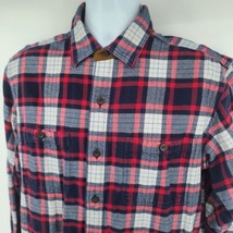 Orvis Men’s Heavy Flannel Plaid Blue Red Long Sleeve Button Up Shirt Size M - £20.83 GBP