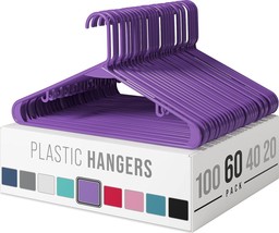 Clothes Hangers Plastic 60 Pack - Purple Plastic Hangers - - - £33.41 GBP