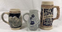 Vintage German Beer Stein Lot w/ Pitcher - £23.64 GBP