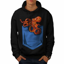 Wellcoda Octopus Pocket Mens Hoodie, Sea Animal Casual Hooded Sweatshirt - £25.35 GBP+