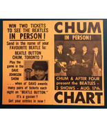 Beatles Chum Chart Handbill Win Beatles Tickets for Concert in Toronto 1965 - $851.78 MXN