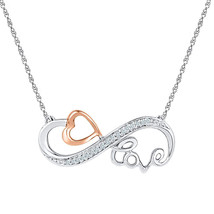 10kt Two-tone Gold Womens Round Diamond Heart Love Infinity Necklace 1/20 Cttw - £366.66 GBP
