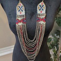 RARE VTG Womens Multicolor Seed Beads Navajo Indian Necklace with Lobster Clasp - $34.65