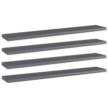 Bookshelf Boards 4 pcs High Gloss Gray 23.6&quot;x3.9&quot;x0.6&quot; Engineered Wood - $56.49