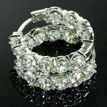 2CT Round Moissanite Inside Outside Hoop Huggies Earrings Sterling Silve... - $177.41