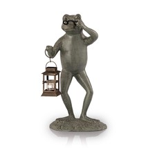 SPI Home Cast Aluminum Professor Frog Garden Lantern Candle Holder Statue - $200.97