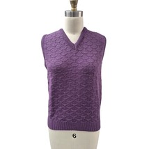 VTG 70s College Point Wintuk Acrylic Sweater Vest Plumb Purple Scalloped... - $43.56