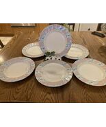 SET OF 6 JOHNSON BROS FARMHOUSE CHIC SILKY STRIPE DINNER PLATES - $58.98 CAD
