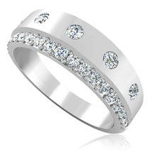 1.50Ct Talla Redonda Imitación Diamante Hombres Anillo de Boda 14K Blanco Oro - £271.36 GBP