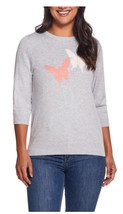 Weatherproof Vintage Women&#39;s Gray Butterfly Cotton Cashmere Sweater XS NWT - $28.04