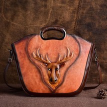Vintage Women Handbag Leather Embossing Handmade Bag 2022 New Nature Soft Cowhid - £102.50 GBP