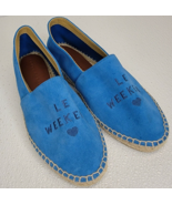 Anthropologie South Parade Le Weekend Espadrilles Sz 37 Blue Flat Slip o... - $12.86