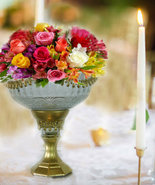 Table Top Gold Centerpiece Vase, Home Living Decor Or Wedding Centerpiece - £13.51 GBP