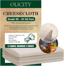 Cheesecloth Grade 90 45 Square Feet 100% Unbleached Cheese Cloth Cotton Fabric - £13.44 GBP