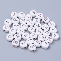 50 Letter Beads Alphabet Beads Rose Gold White Bulk Beads Wholesale 7mm Mixed - £4.72 GBP