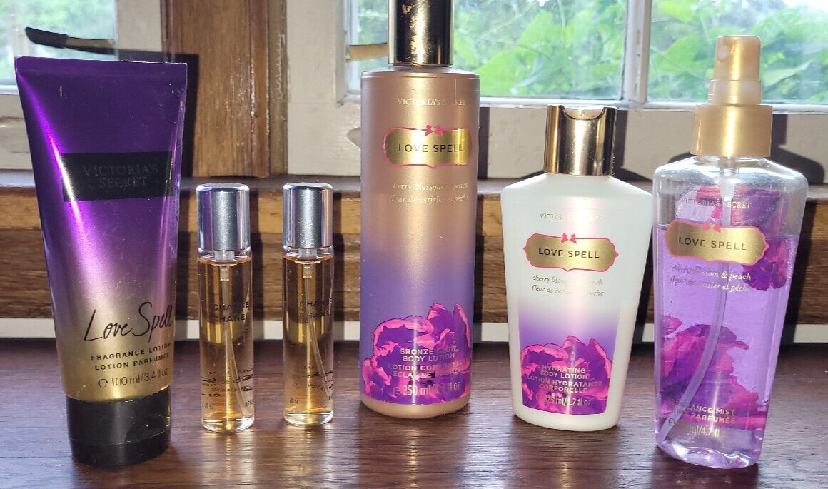 Lot of Victoria Secret Chanel Lotions Perfume Body Spray Love Spell Chance - $99.99