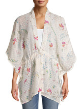 Time And Tru Women&#39;s Clip Dot Floral Print Kimono Multicolor Size XXL-XXXL - £16.27 GBP