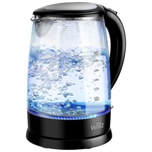 Willz 1.7 Liter 1500 Watt Electric Glass Tea Kettle in Black with Auto Shut Off - £59.32 GBP