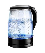 Willz 1.7 Liter 1500 Watt Electric Glass Tea Kettle in Black with Auto S... - £59.04 GBP