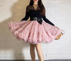 A-line BLUSH PINK Ruffle Tulle Tutu Skirt Women Plus Size Holiday Tulle Skirts image 9