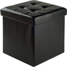Ashford Ottoman With Storage, Black Faux Leather, Winsome Wood Furniture. - £31.07 GBP