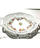 Vintage Cutout Basket Floral Chintz Germany 7” Gold Edge Olive Candy Dis... - $12.86