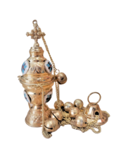 7 1/2&quot; Orthodox Church Liturgy Incense Burner Handpainted Bronze Thuribl... - £40.18 GBP
