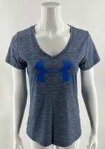 Under Armour Top Size Small Blue Loose Fit V Neck Graphic Tee Shirt Womens - £13.08 GBP