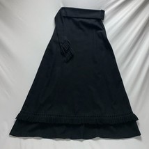 Vintage Black Knit Maxi Fringe Skirt Women’s Small Dark Academia Long Flowy - £42.59 GBP