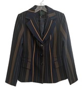 GYYZ Italy Women Size 36 Blazer Jacket Black Brown Stripe 3 Button Offic... - £11.95 GBP