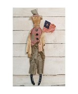 folk art primitive country Americana decor UNCLE SAM w/ American Flag 22... - £39.95 GBP