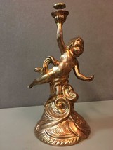 Table Centerpiece Putti Cherub Figure Spelter Metal Painted Copper Witho... - $79.19
