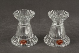 Modern GORHAM Crystal 2PC Lot NOS GOR21 Ribbed Candlesticks Candleholders 4&quot; - £14.06 GBP