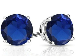 3 ct. Lab-Created Dark Blue Sapphire RoundStud Earrings in Sterling Silver - $62.37