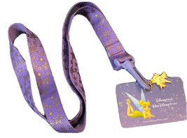 Disney Monde Lanière Tinker Bell Tink Pin Trading Id / Support Violet Avec Charm - £8.55 GBP