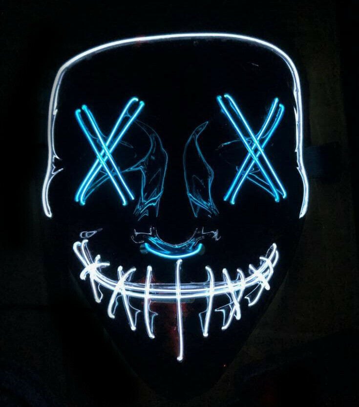 Light up face mask LED Purge 2 color for Halloween - Blue / White - $14.99
