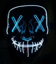 Light up face mask LED Purge 2 color for Halloween - Blue / White - £11.85 GBP