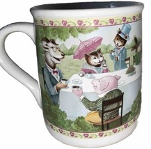 Hallmark Mug &quot;Tea Time&quot; Animal Tea Party Bunny Frog Mouse Pig Goat vintage - $9.89