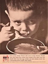 LIPTON CHICKEN NOODLE SOUP - Little Boy Eating Soup - 1962 Vintage Print Ad - $11.03