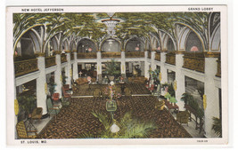 Grand Lobby Hotel Jefferson Missouri 1920c postcard - £4.97 GBP