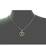 Silver heart w/red-tipped gray ribbon on 18&quot;-21&quot; necklace  - £3.91 GBP