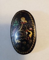 Vintage Laquered Russian Hand Painted Brooch - $14.85